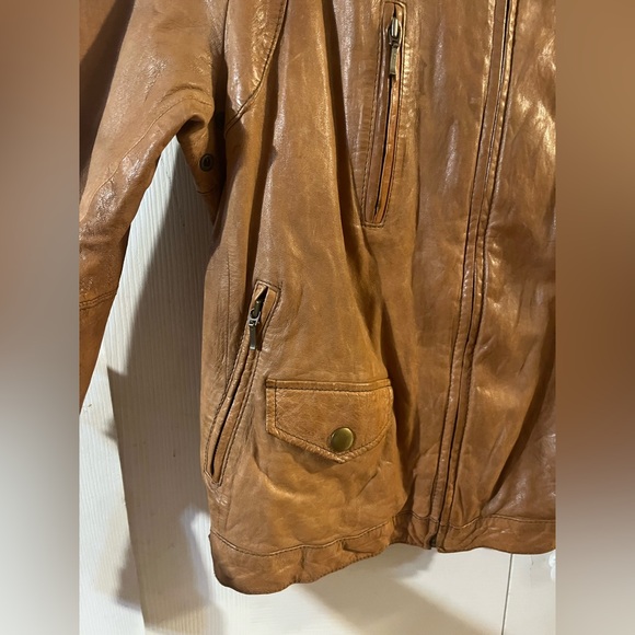 Banana Republic BR Leather Bomber Jacket Brown Size L - Picture 2 of 13